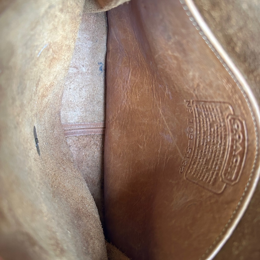 Coach Crescent Saddle 9235 British Tan Leather Shoulder Bag Good - Picture 8 of 14